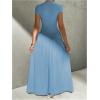 image:imageSOLY HUX Womens Summer Maxi Dress Modest Mock Neck Cap Sleeve A Line Flowy Elegant Long DressesSolid Pale Blue