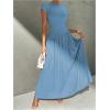 image:imageSOLY HUX Womens Summer Maxi Dress Modest Mock Neck Cap Sleeve A Line Flowy Elegant Long DressesSolid Pale Blue