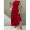image:imageSOLY HUX Womens Summer Maxi Dress Modest Mock Neck Cap Sleeve A Line Flowy Elegant Long DressesSolid Red