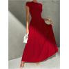 image:imageSOLY HUX Womens Summer Maxi Dress Modest Mock Neck Cap Sleeve A Line Flowy Elegant Long DressesSolid Red