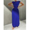 image:imageSOLY HUX Womens Summer Maxi Dress Modest Mock Neck Cap Sleeve A Line Flowy Elegant Long DressesSolid Royal Blue