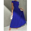 image:imageSOLY HUX Womens Summer Maxi Dress Modest Mock Neck Cap Sleeve A Line Flowy Elegant Long DressesSolid Royal Blue