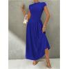 image:imageSOLY HUX Womens Summer Maxi Dress Modest Mock Neck Cap Sleeve A Line Flowy Elegant Long DressesSolid Royal Blue