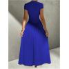 image:imageSOLY HUX Womens Summer Maxi Dress Modest Mock Neck Cap Sleeve A Line Flowy Elegant Long DressesSolid Royal Blue