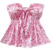 image:imageSOLY HUX Womens Floral Print Tie Front Tube Top Strapless Sleeveless Ruffle Hem Summer Bandeau TopsPink Floral