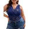 image:imageSOLY HUX Womens Plus Size Floral Lace Sheer V Neck Scalloped Trim Sleeveless Tank TopsPure Navy Blue