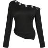 image:imageSOLY HUX Womens Plus Size Off The Shoulder T Shirt Y2k Grommet Eyelet Long Sleeve Fitted Tee Going Out TopsPure Black