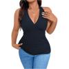 image:imageSOLY HUX Womens Plus Size Tops Sleeveless Wrap V Neck Halter Tie Backless Tank TopPlain Deep Blue