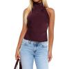 image:imageSOLY HUX Womens Satin Halter Backless Crop Top Sexy Sleeveless Tank Shirts Festival Party ClubwearPure Burgundy