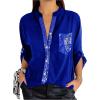 image:imageSOLY HUX Womens Sequin Tops Button Down Sparkle Shirts Casual Long Sleeve BlousesRoyal Blue