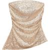 image:imageSOLY HUX Womens Sequin Tube Tops Sparkly Strapless Sleeveless Bandeau Split Asymmetric Hem Top Party ClubwearPlain Champagne