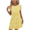 image:imageSOLY HUX Womens Summer Boho Tunic Dress Ruffle Cap Sleeve Crewneck Vacation Beach Short DressesYellow Print