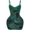 image:imageSOLY HUX Womens Summer Floral Lace Trim Mini Dress Spaghetti Strap Bodycon Party Cami DressesGreen Paisley