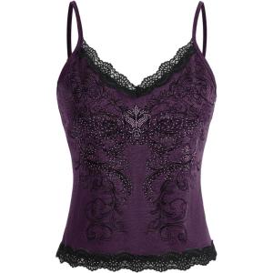 image:imageSOLY HUX Womens Lace Trim Grunge Fairy Sleeveless Tops Y2k Slim Fit Camisole Shirts Music Festival OutfitsPurple Floral