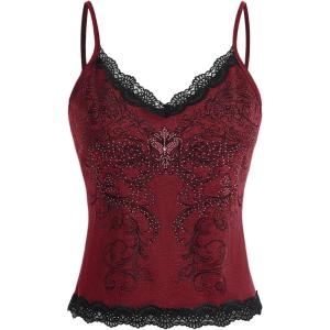 image:imageSOLY HUX Womens Lace Trim Grunge Fairy Sleeveless Tops Y2k Slim Fit Camisole Shirts Music Festival OutfitsRose Red