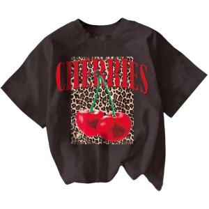 image:imageSOLY HUX Womens Plus Size Graphic Tees Cherry Leopard Print T Shirt Crew Neck Short Sleeve Loose TopsBlack Graphic