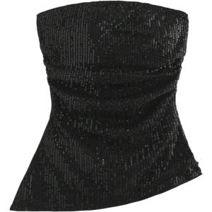 image:imageSOLY HUX Womens Sequin Tube Tops Sparkly Strapless Sleeveless Bandeau Split Asymmetric Hem Top Party ClubwearPlain Black