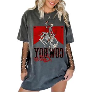 image:imageSOLY HUX Womens Summer Vintage Graphic Tees Short Sleeve Oversized T Shirt Western Rodeo Country Concert TopsDark Grey Letter