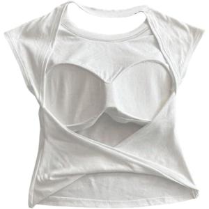 image:imageSOLY HUX Womens Twist Open Back Tank Tops with Built in Bra Sleeveless Crewneck Backless Summer Crop TopPlain White