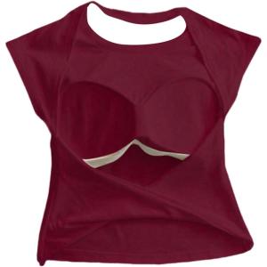 image:imageSOLY HUX Womens Twist Open Back Tank Tops with Built in Bra Sleeveless Crewneck Backless Summer Crop TopPure Burgundy