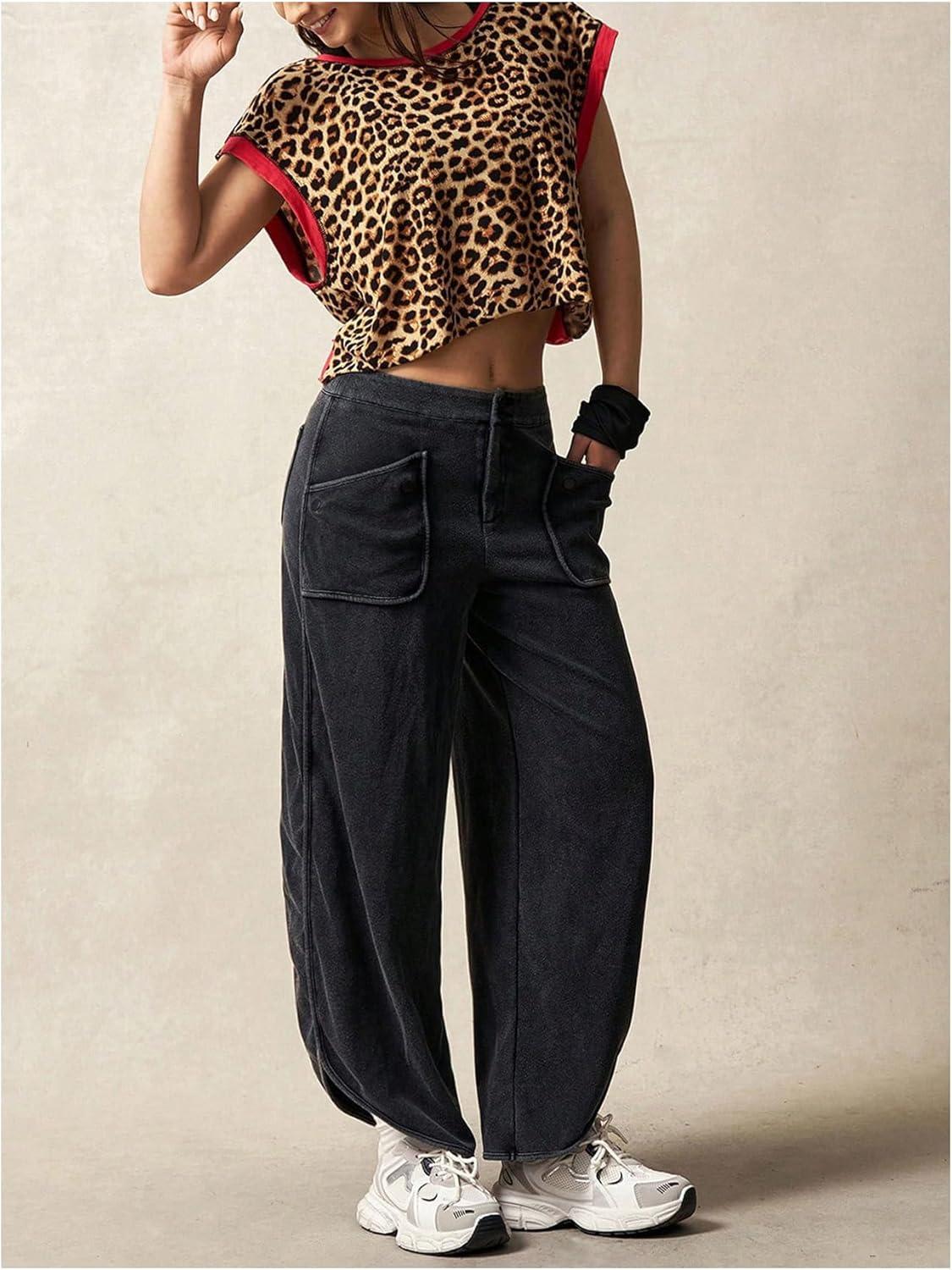 image:imageSOLY HUX Womens Leopard Print Sports T Shirts Vintage Short Sleeve Workout Running Backless Crop Tee TopsBrown Leopard