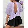 image:imageSOLY HUX Girls Open Back Workout Tops Short Sleeve Crew Neck Running Sports T Shirts Summer ClothesMauve Purple
