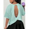 image:imageSOLY HUX Girls Open Back Workout Tops Short Sleeve Crew Neck Running Sports T Shirts Summer ClothesMint Green