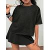 image:imageSOLY HUX Girls Open Back Workout Tops Short Sleeve Crew Neck Running Sports T Shirts Summer ClothesPlain Black