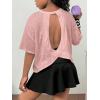 image:imageSOLY HUX Girls Open Back Workout Tops Short Sleeve Crew Neck Running Sports T Shirts Summer ClothesPlain Pink