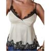 image:imageSOLY HUX Lace Cami Silk Camisole Tops for Women Summer Going Out Spaghetti Strap Satin Tank TopApricot
