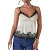 image:imageSOLY HUX Lace Cami Silk Camisole Tops for Women Summer Going Out Spaghetti Strap Satin Tank TopApricot
