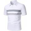 image:imageSOLY HUX Mens Summer Golf Shirts Colorblock Striped Collared TShirt Casual Work Pullover TopsWhite Striped
