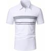 image:imageSOLY HUX Mens Summer Golf Shirts Colorblock Striped Collared TShirt Casual Work Pullover TopsWhite Striped