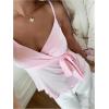 image:imageSOLY HUX Womens Babydoll Tops Sleeveless V Neck Peplum Crop Wrap Top Cute Summer Tie Front CamisolePure Pink