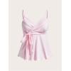 image:imageSOLY HUX Womens Babydoll Tops Sleeveless V Neck Peplum Crop Wrap Top Cute Summer Tie Front CamisolePure Pink