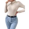 image:imageSOLY HUX Womens Bodysuit Turtleneck Long Sleeve Solid Bodysuit T Shirt TopsPure Apricot