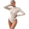 image:imageSOLY HUX Womens Bodysuit Turtleneck Long Sleeve Solid Bodysuit T Shirt TopsPure Apricot
