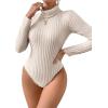 image:imageSOLY HUX Womens Bodysuit Turtleneck Long Sleeve Solid Bodysuit T Shirt TopsPure Apricot