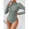 image:imageSOLY HUX Womens Bodysuit Turtleneck Long Sleeve Solid Bodysuit T Shirt TopsPure Green