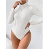 image:imageSOLY HUX Womens Bodysuit Turtleneck Long Sleeve Solid Bodysuit T Shirt TopsSolid White
