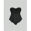 image:imageSOLY HUX Womens Bow Tie Front Tube Tops Strapless Sleeveless Bandeau Asymmetric Flowy Summer TopPlain Black