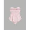 image:imageSOLY HUX Womens Bow Tie Front Tube Tops Strapless Sleeveless Bandeau Asymmetric Flowy Summer TopPlain Pink