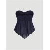 image:imageSOLY HUX Womens Bow Tie Front Tube Tops Strapless Sleeveless Bandeau Asymmetric Flowy Summer TopPure Dark Blue
