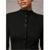 image:imageSOLY HUX Womens Button Down T Shirt Mock Neck Long Sleeve Tee Fitted Casual Fall TopsPure Black