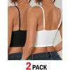 image:imageSOLY HUX Womens Crop Camisole 2 Packs Spaghetti Strap Tank Tops with Built in Bras UndershirtsBlack and White