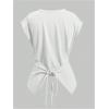 image:imageSOLY HUX Womens Crop Top Wrap Tie Back Crew Neck T Shirts Asymmetrical Tee Summer ClothesPlain White