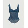 image:imageSOLY HUX Womens Cute Babydoll Tops Sleeveless Tie Front Lace Peplum Tank Top Summer Going Out Camisole TopPlain Blue