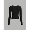 image:imageSOLY HUX Womens Deep V Neck Long Sleeve Cropped T Shirts Slim Fit Going Out Crop TopsPlain Black