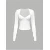 image:imageSOLY HUX Womens Deep V Neck Long Sleeve Cropped T Shirts Slim Fit Going Out Crop TopsPlain White
