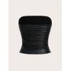 image:imageSOLY HUX Womens Faux Leather Strapless Crop Tube Tops Going Out Bandeau Shirts Rave Concert OutfitSolid Black